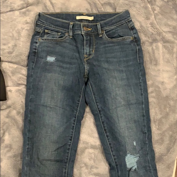 Levi's 710 Super Skinny Distressed Blue Jeans - Picture 3 of 6
